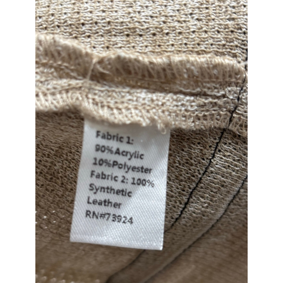 MING WANG Knit Cardigan, Faux Leather Trim, Women’s Medium/Large - Picture 6 of 6